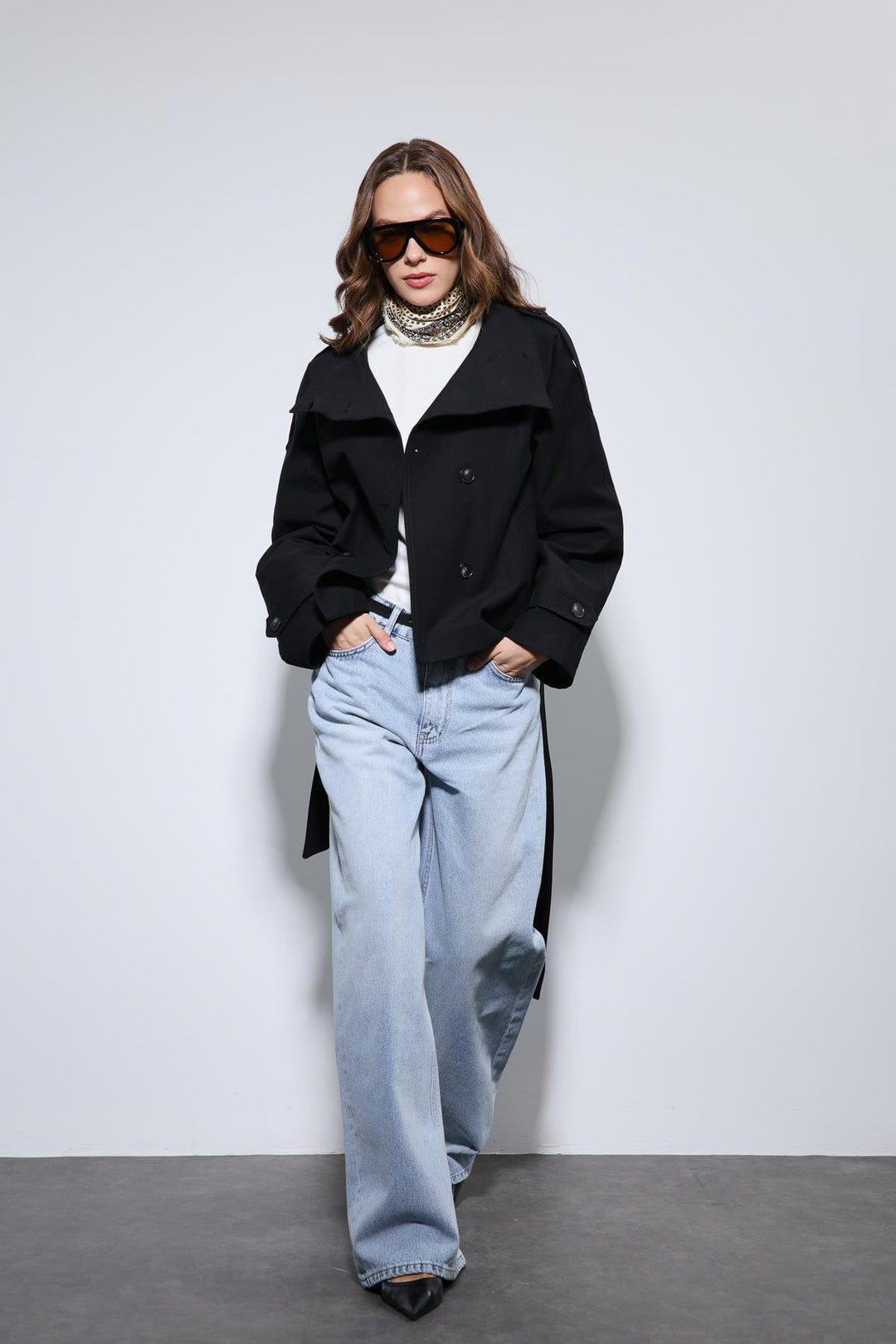 ANT Antioch Siyah Dik Yaka Kruvaze Trençkot - Corigliano Calabro