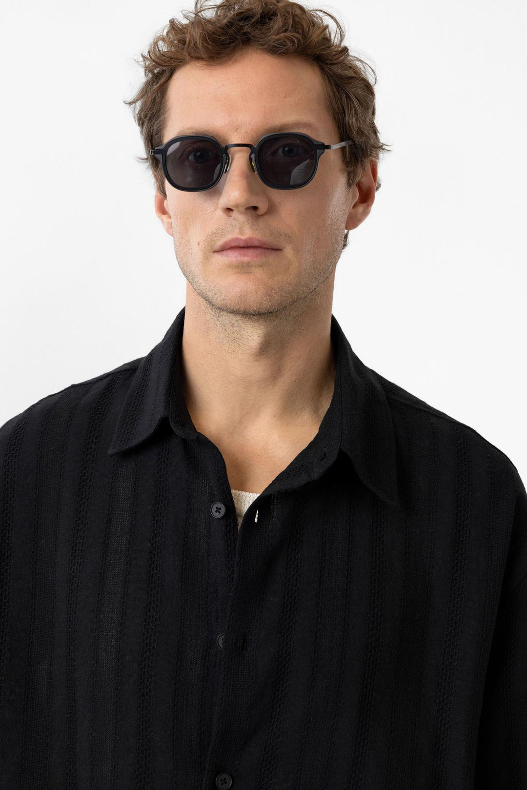 ANT Antioch Black Textured Jacquard Cotton Men's Shirt - Racine