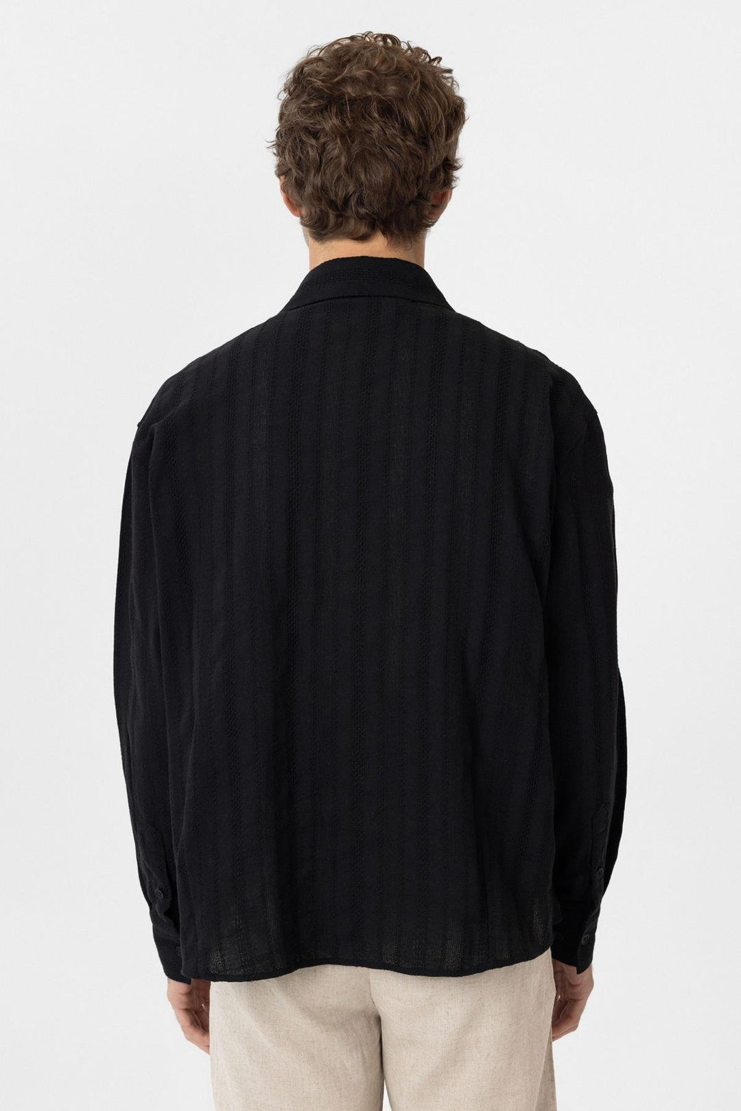 ANT Antioch Black Textured Jacquard Cotton Men's Shirt - Racine
