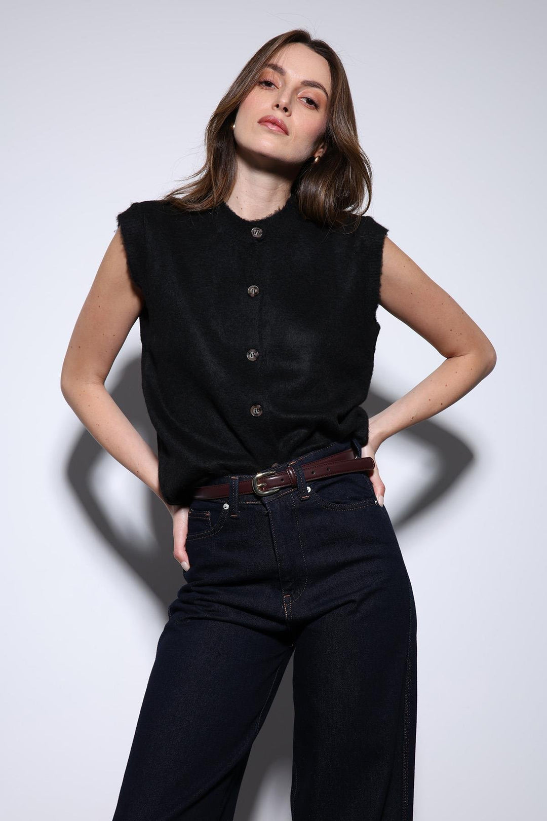 ANT Antioch Black Textured Women's Knit Vest - Jeffersonville