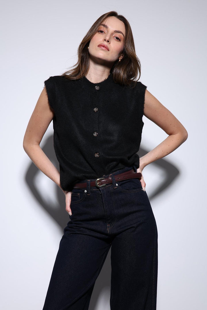 ANT Antioch Black Textured Women's Knit Vest - Jeffersonville