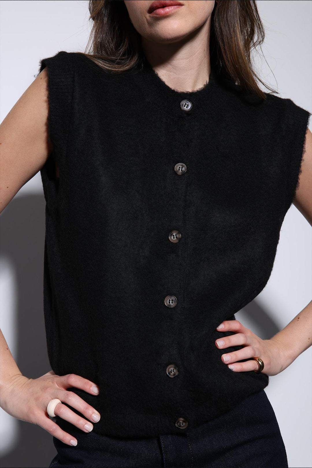 ANT Antioch Black Textured Women's Knit Vest - Jeffersonville