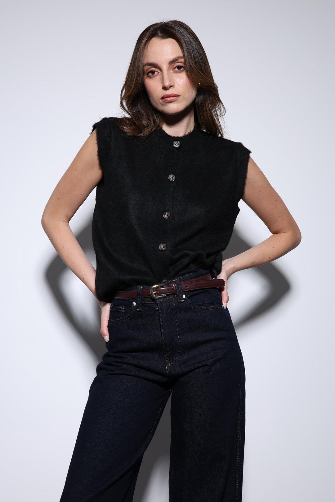 ANT Antioch Black Textured Women's Knit Vest - Jeffersonville