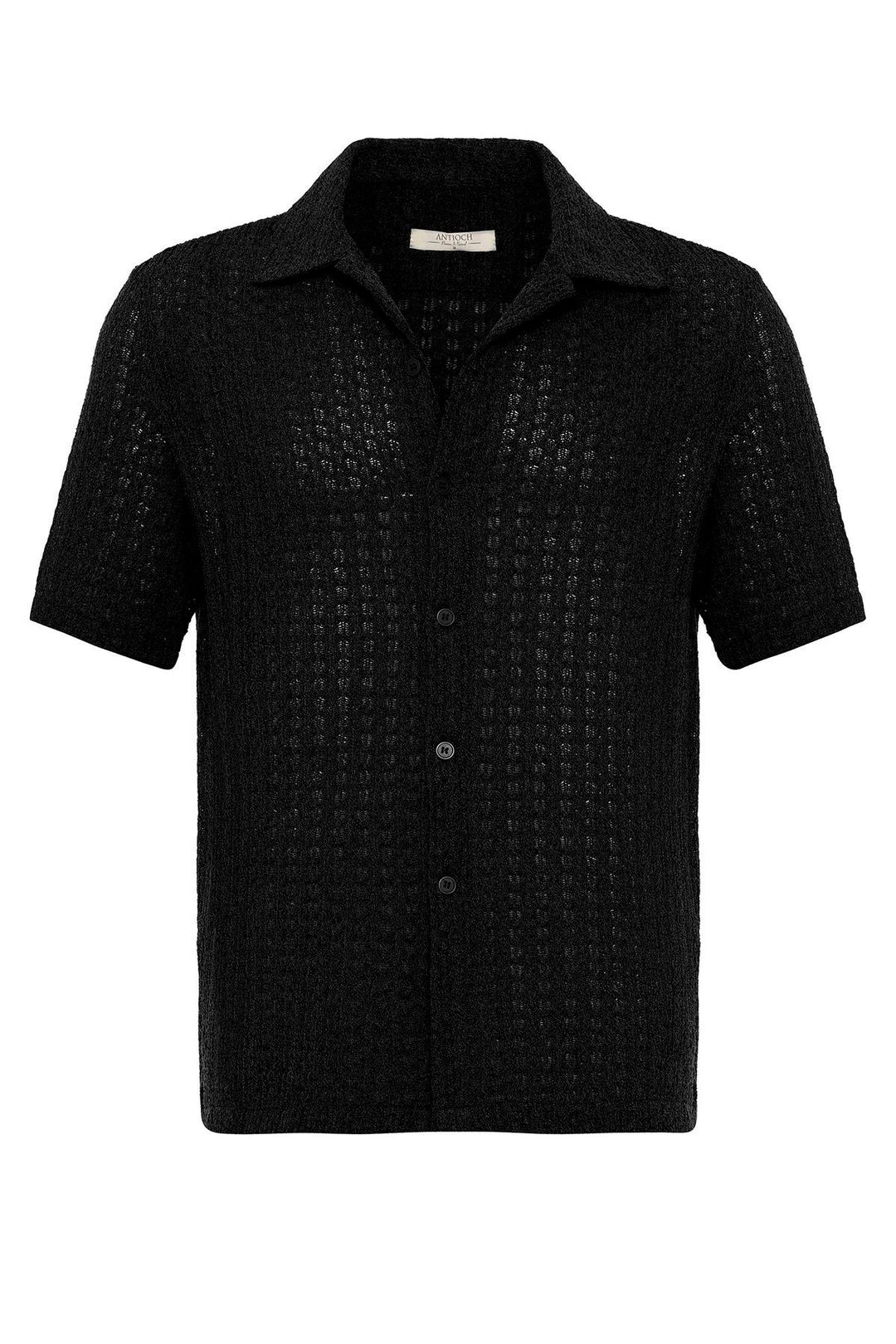 ANT Antioch Black Textured Crochet Men's Shirt - Bremerhaven