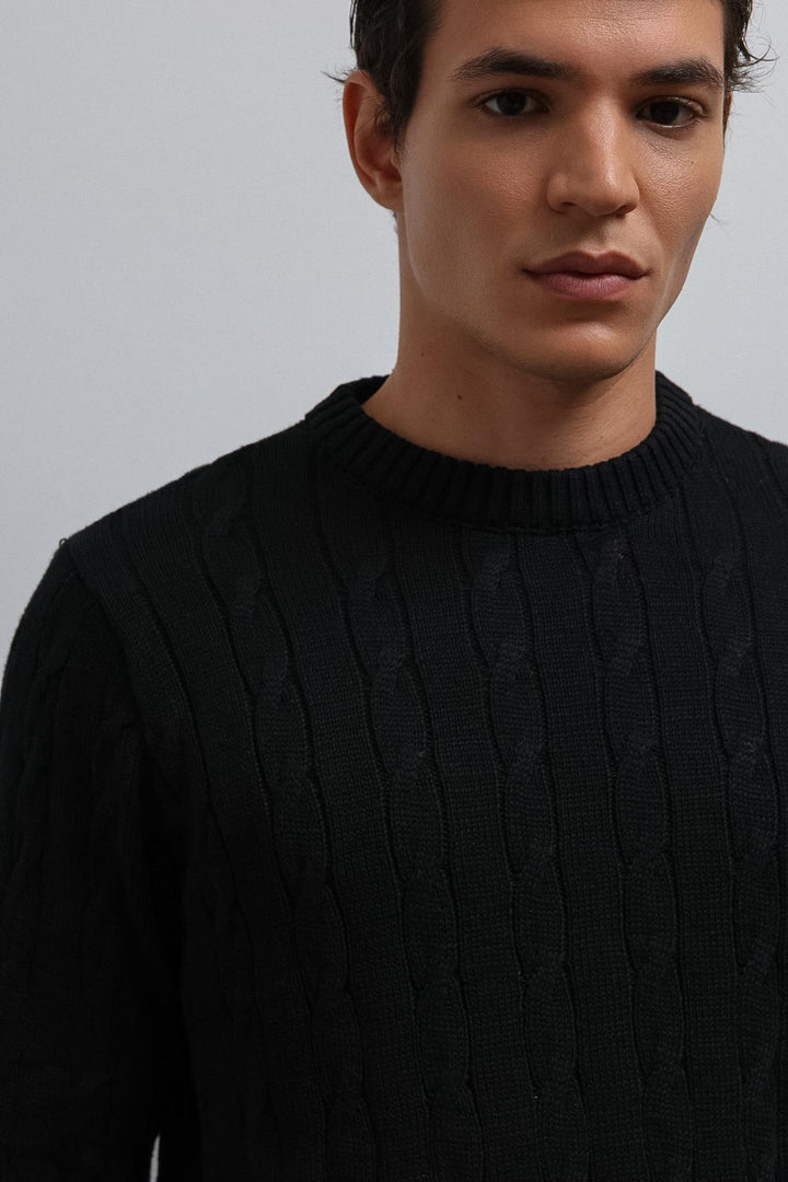 ANT Antioch Black Textured Knit Men's Sweater - Tijuana