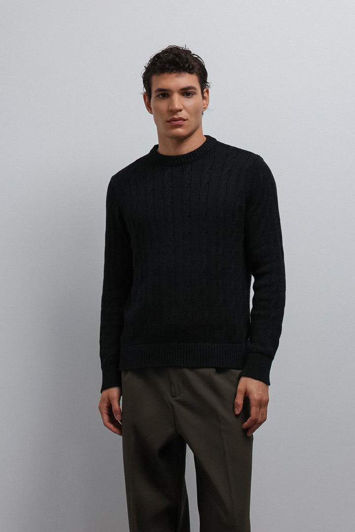 ANT Antioch Black Textured Knit Men's Sweater - Tijuana