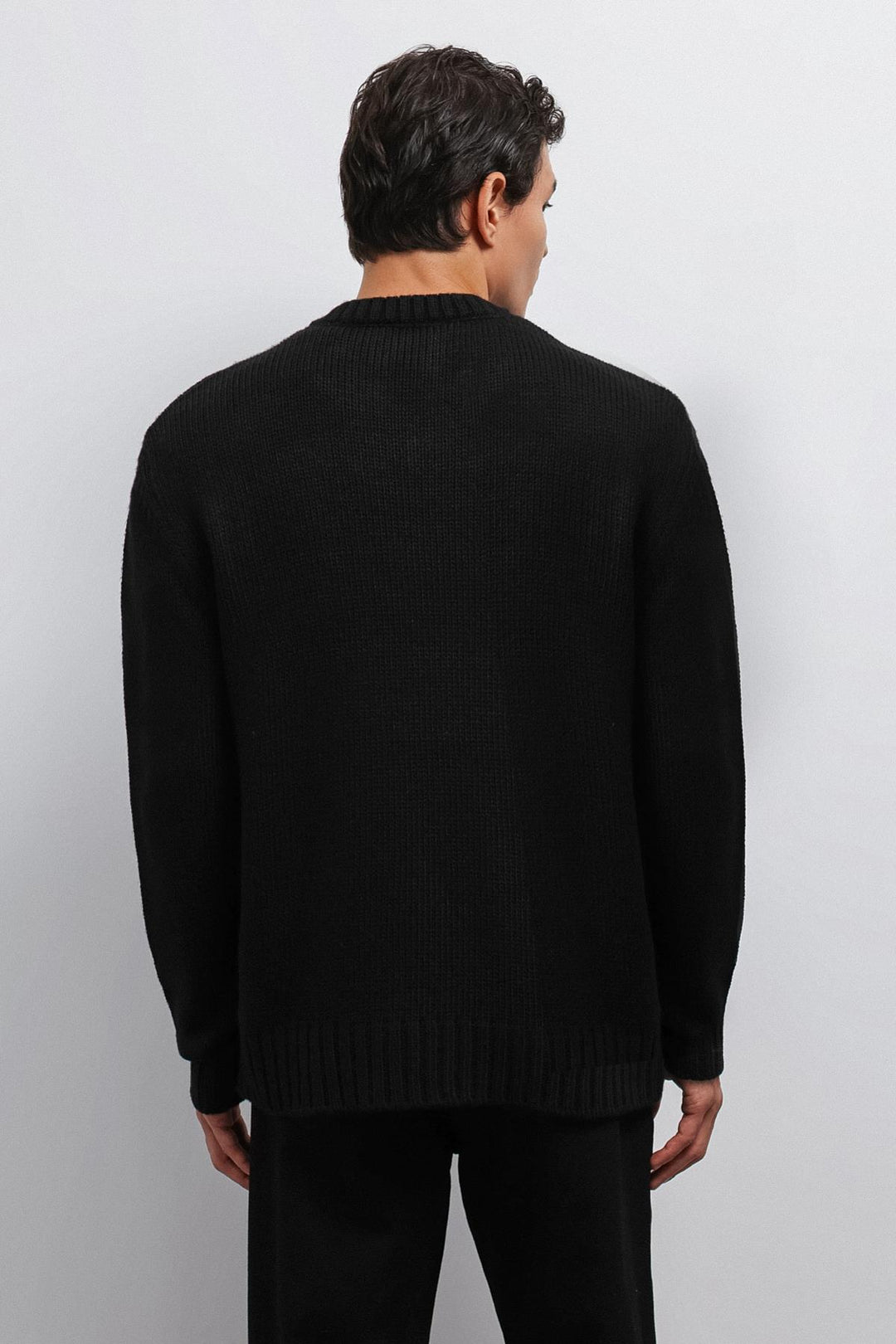 ANT Antioch Black Textured V-Neck Men's Sweater - Downers Grove