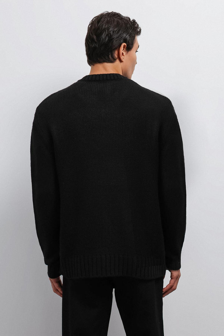 ANT Antioch Black Textured V-Neck Men's Sweater - Downers Grove