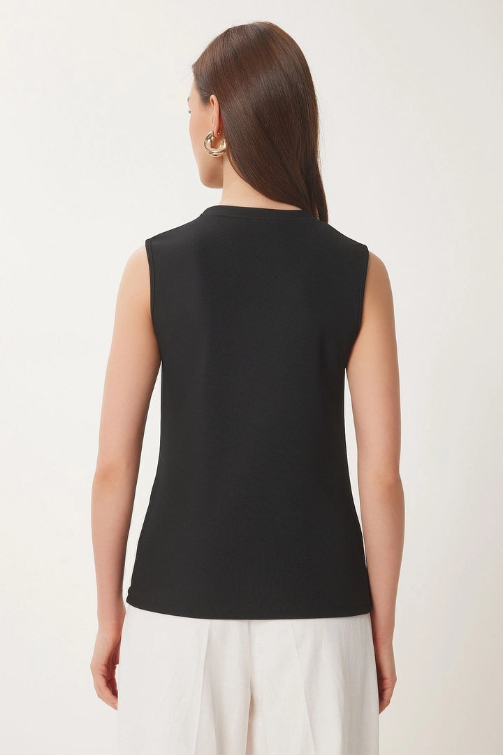 Black Buttoned Knit Blouse BCDF-2540000 - Zumpango
