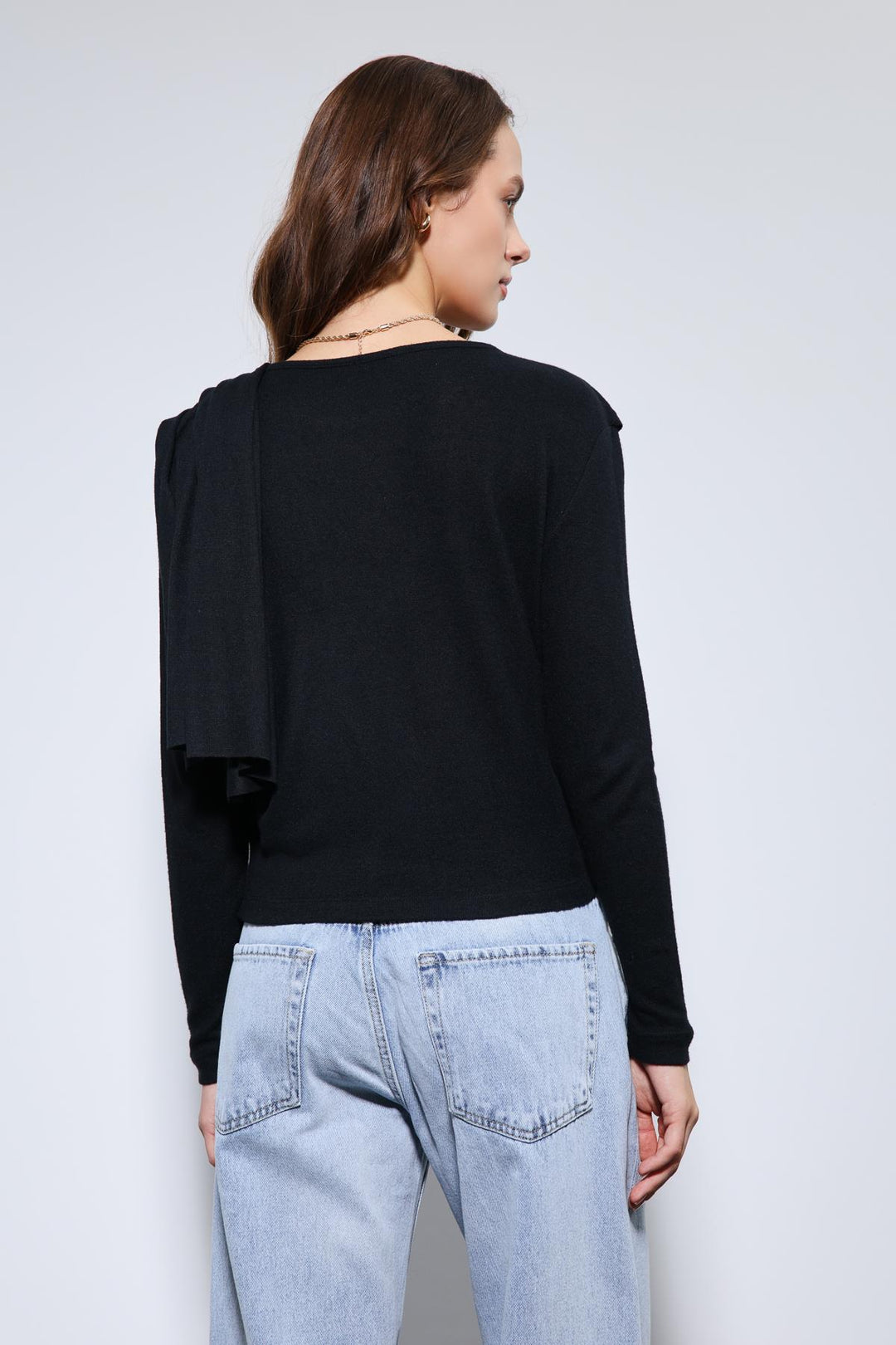 ANT Antioch Siyah Drapeli Şal Detaylı Top - Edmonds