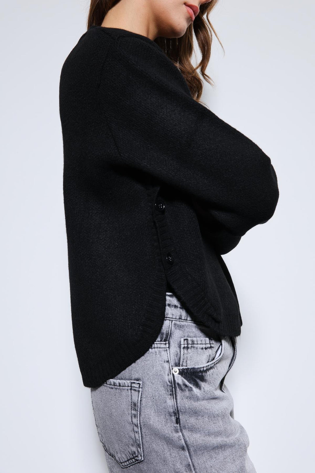 ANT Antioch Siyah Düğme Detaylı Triko Kazak - Lehrte