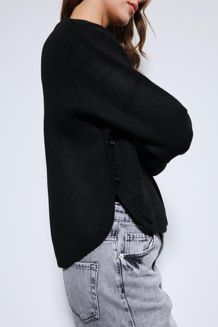 ANT Antioch Siyah Düğme Detaylı Triko Kazak - Lehrte