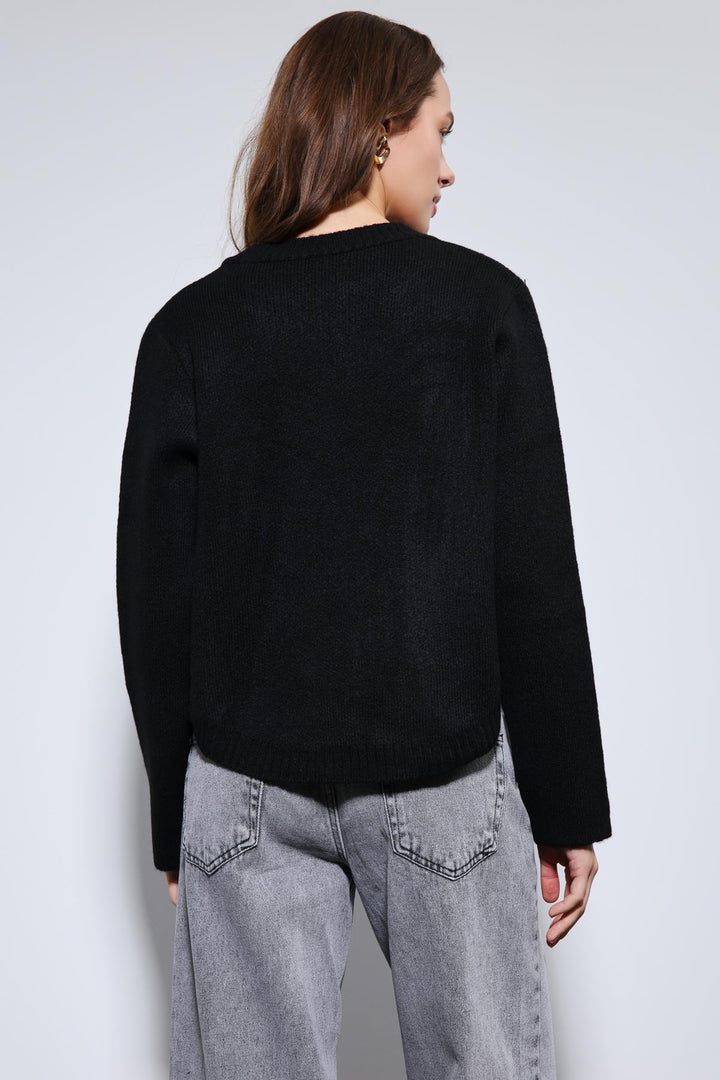 ANT Antioch Siyah Düğme Detaylı Triko Kazak - Lehrte