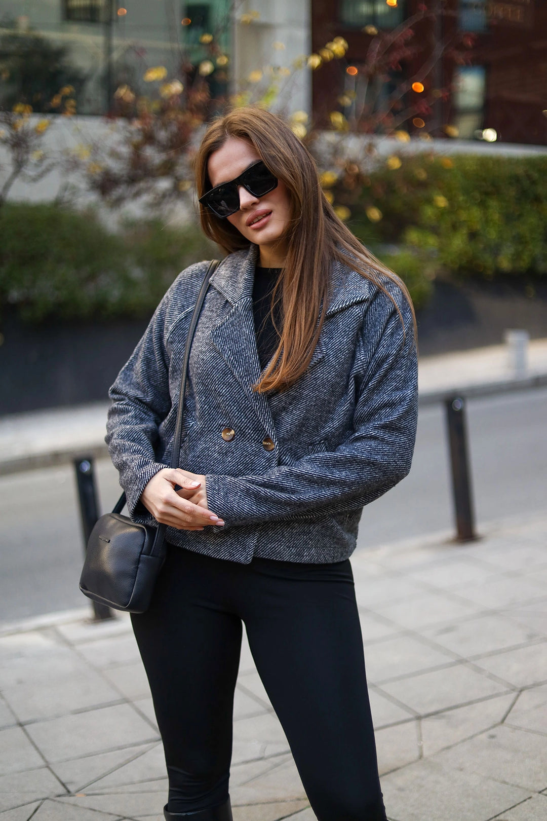 Black Buttoned Short Seasonal Jacket BCBSK-25700-3529 - Rahovec