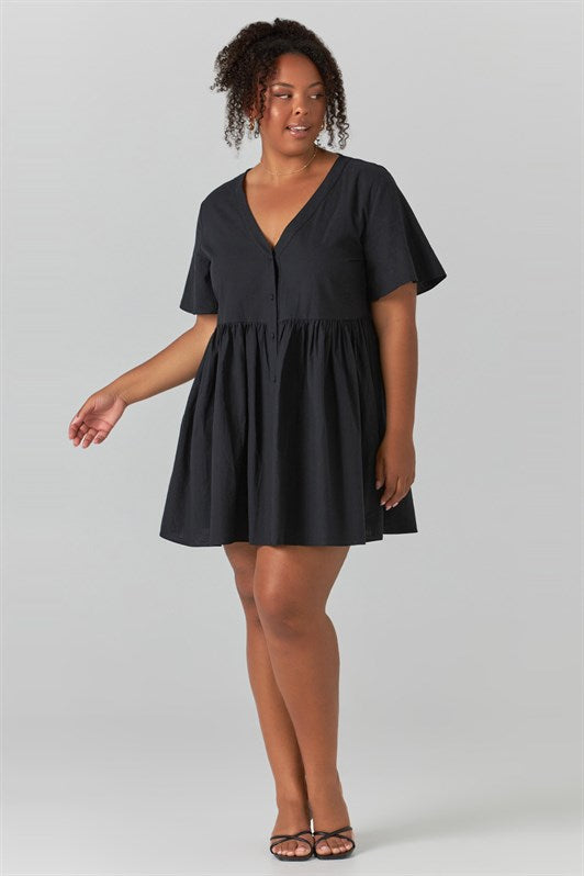 MDX Black Buttoned Mini Dress MG1621 - Maspalomas