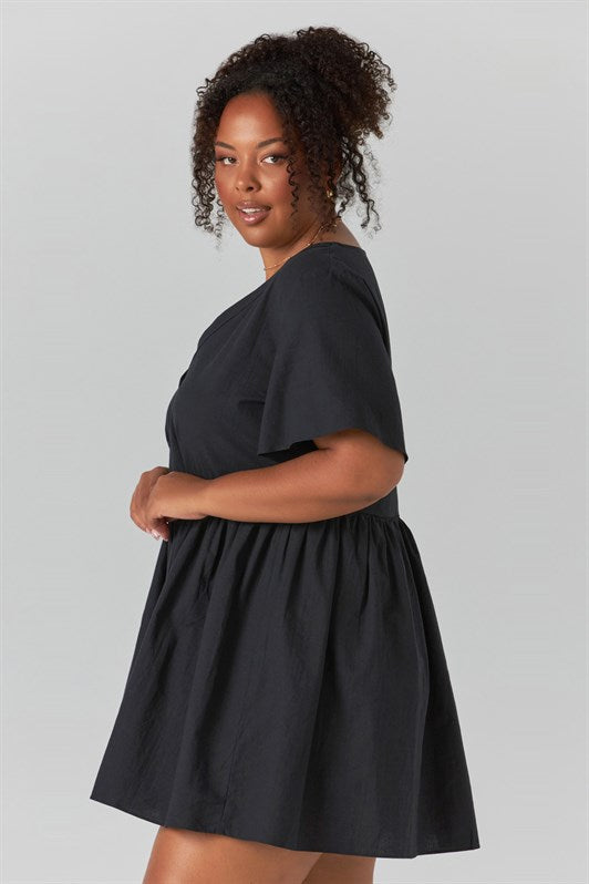 MDX Black Buttoned Mini Dress MG1621 - Maspalomas