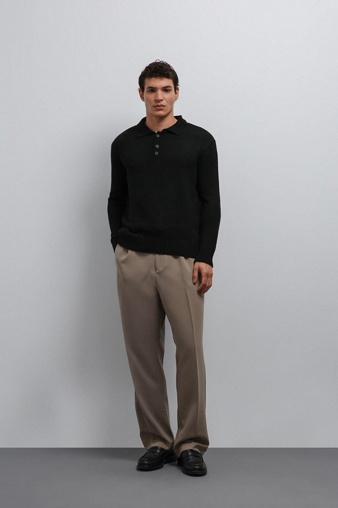 ANT Antioch Black Buttoned Neck Men's Sweater - Rochdale