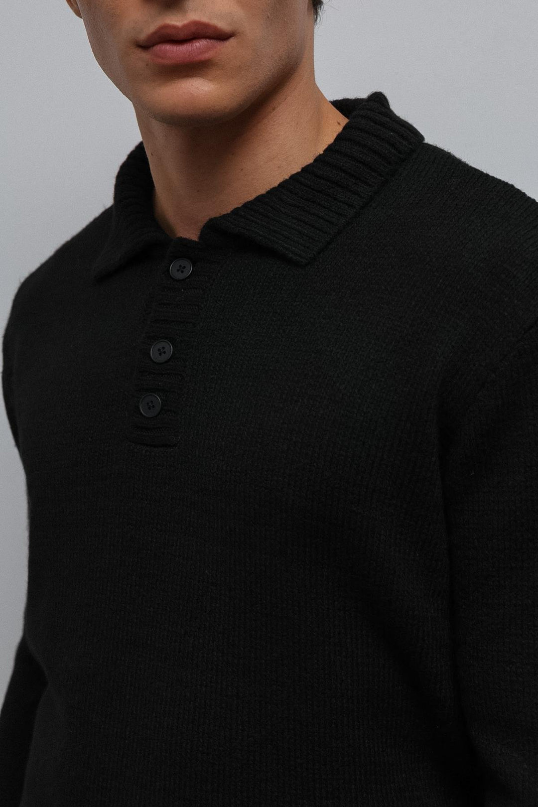 ANT Antioch Black Buttoned Neck Men's Sweater - Rochdale
