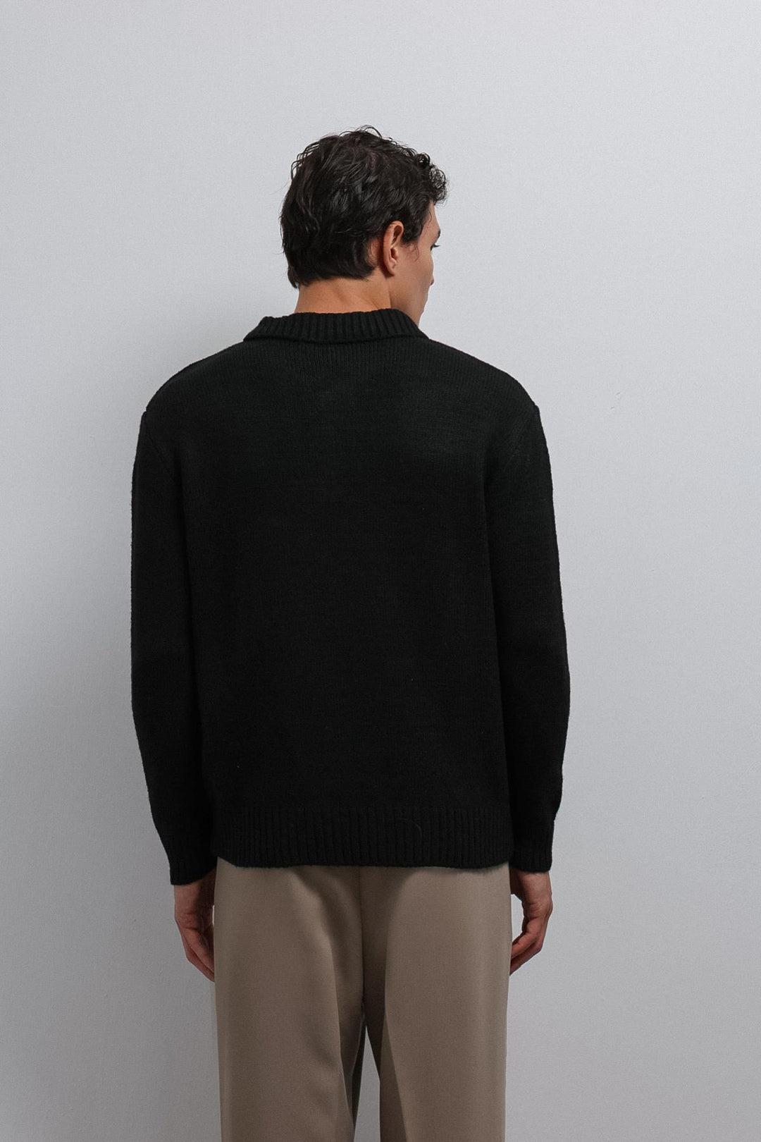 ANT Antioch Black Buttoned Neck Men's Sweater - Rochdale