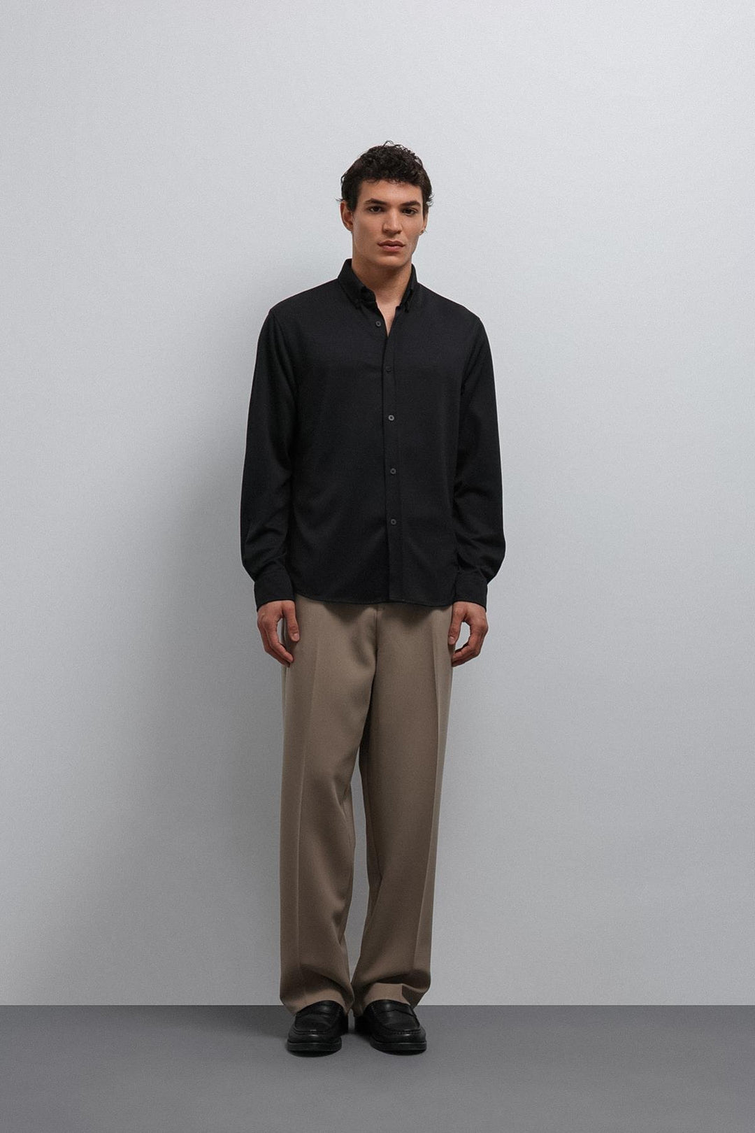 ANT Antioch Black Buttoned Collar Relax Fit Men's Shirt - Wilmington