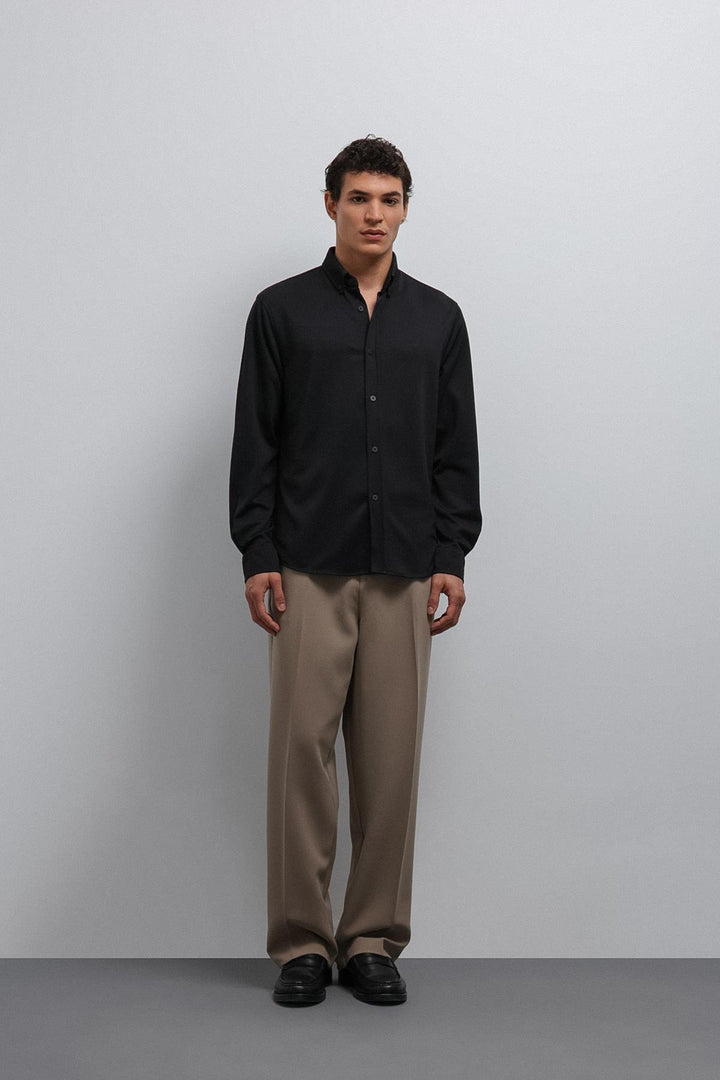 ANT Antioch Black Buttoned Collar Relax Fit Men's Shirt - Wilmington
