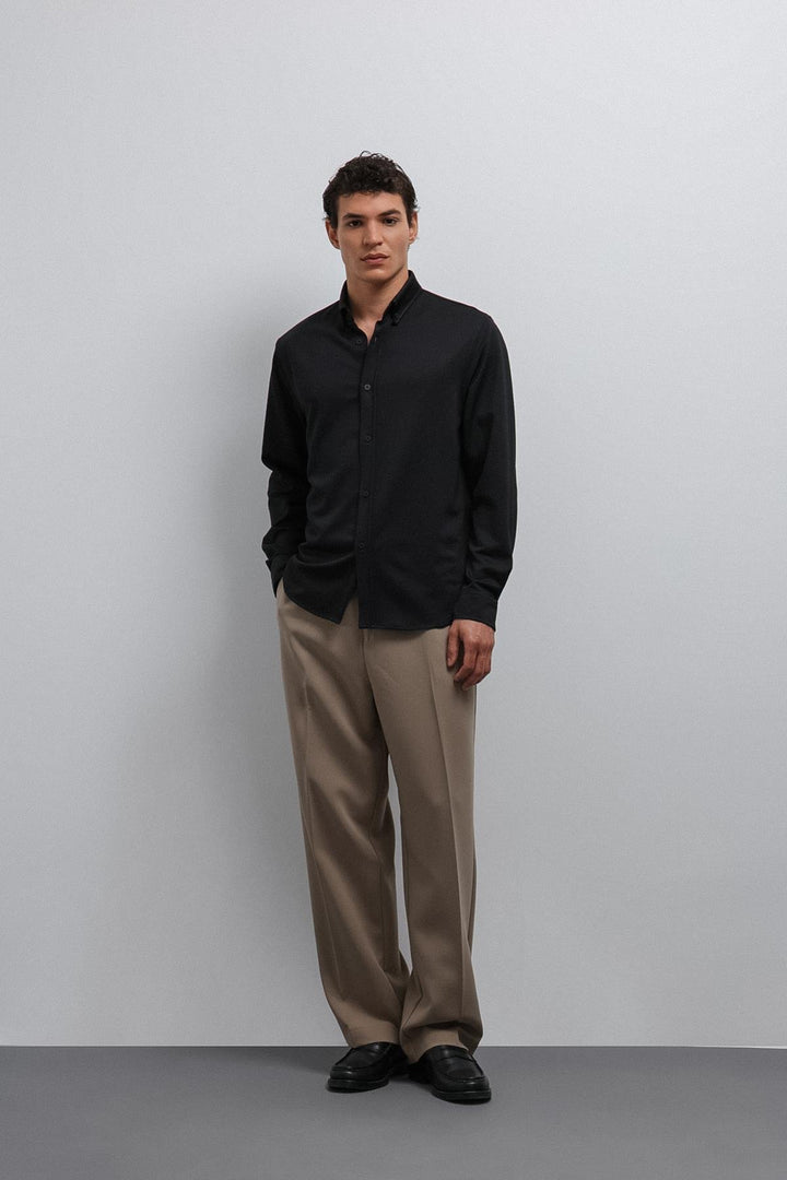 ANT Antioch Black Buttoned Collar Relax Fit Men's Shirt - Wilmington