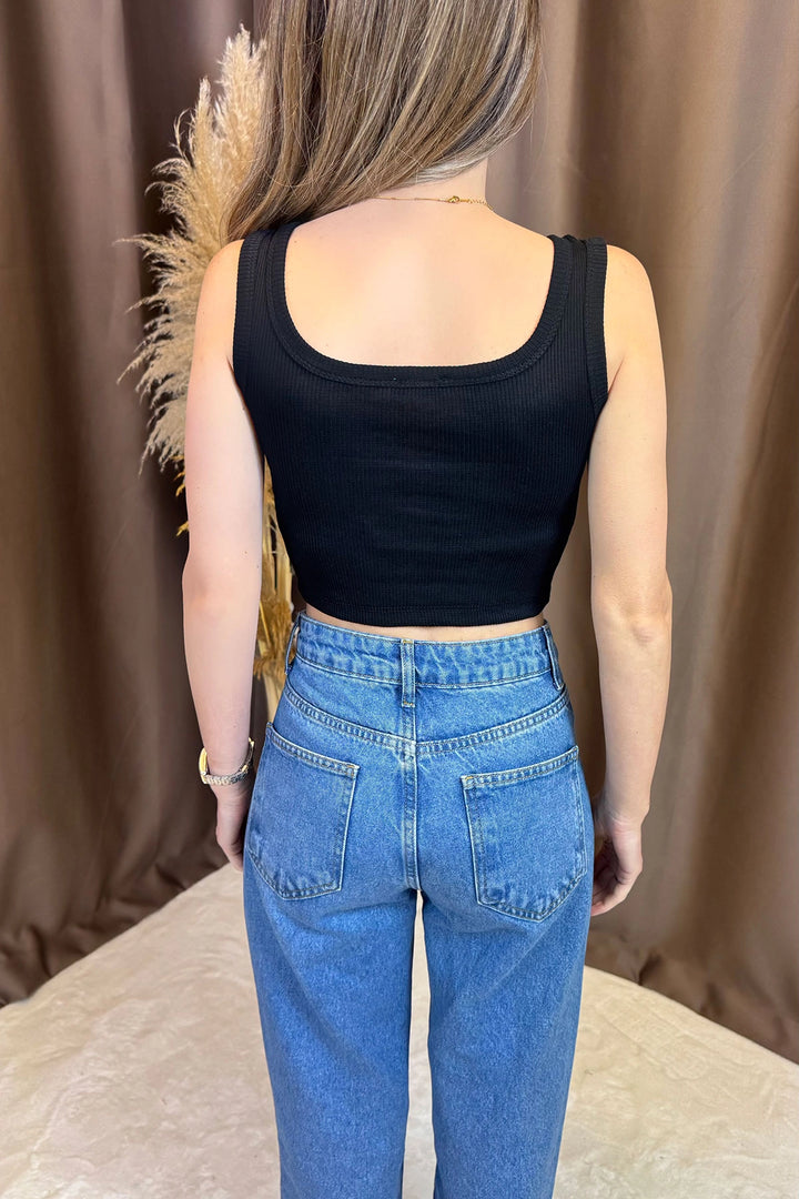 Black-Off-White-Gray 3 Piece Square Neck Crop Cascorse Blouse BCOR-252005 - San Martin Texmelucan de Labastida