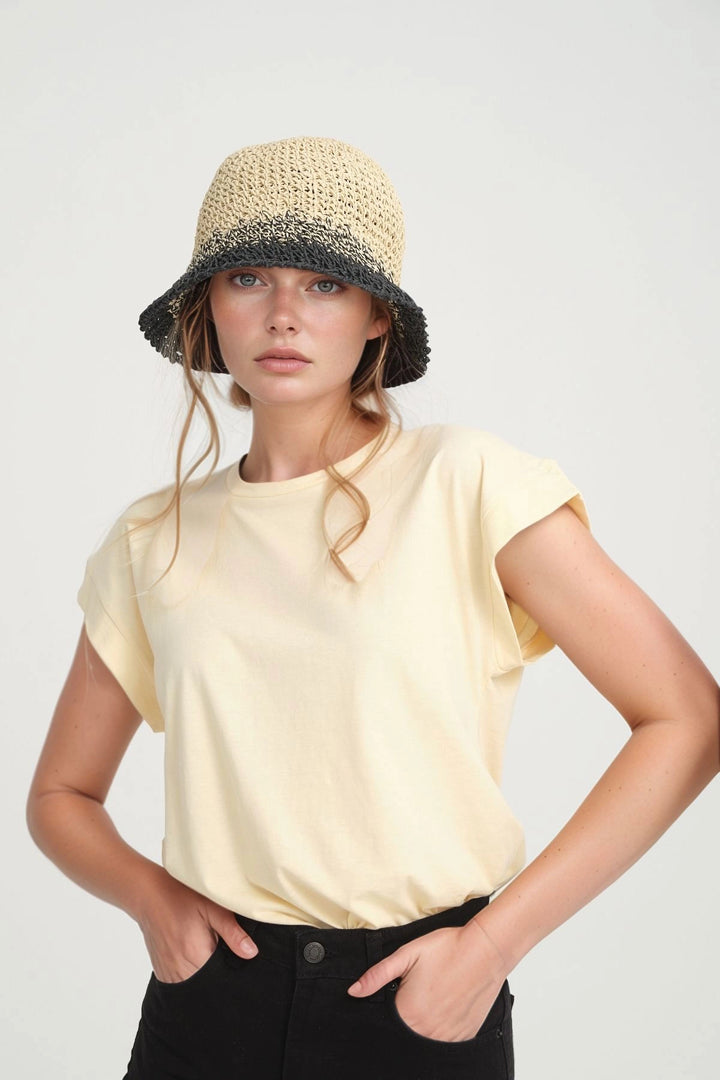 Black Crochet Straw Hat BCNSV-2514404 - Herstal