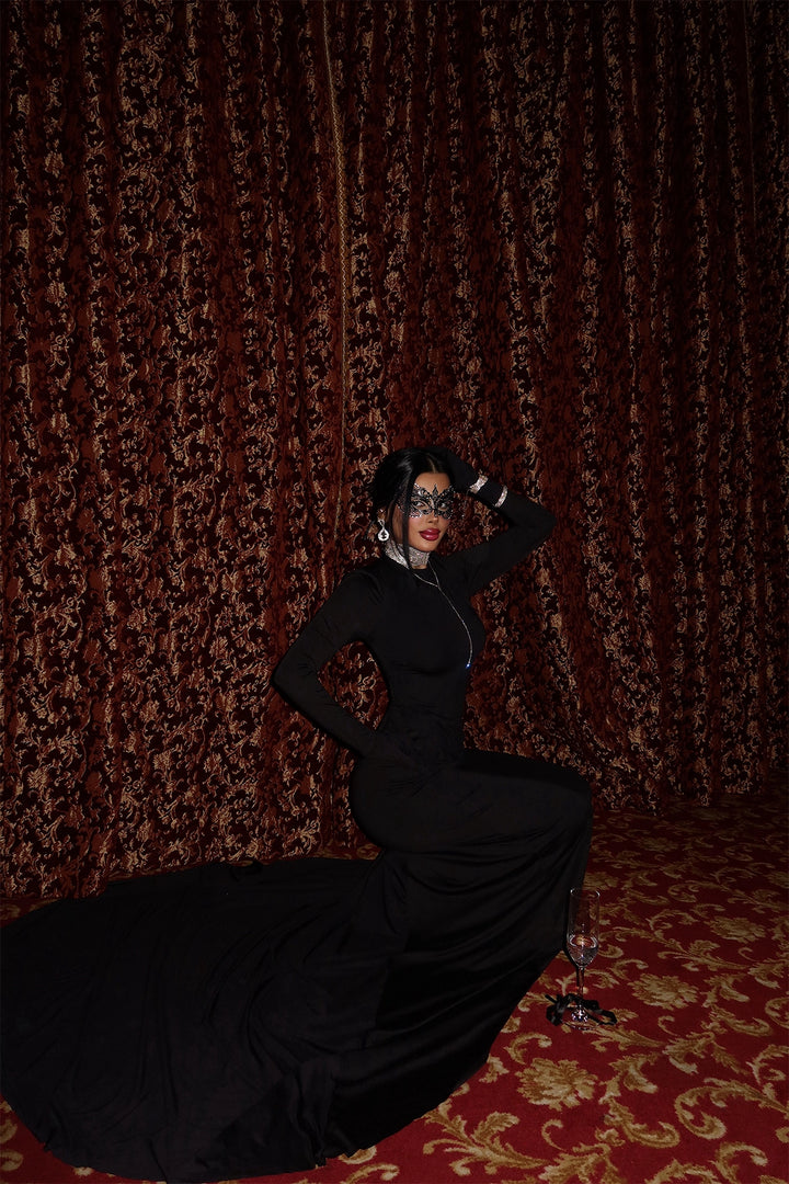 EYY Women Black Glove Detail Long Dress - Cuenca