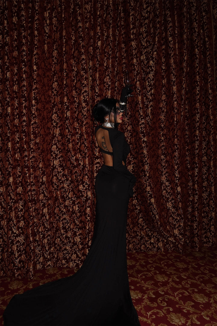 EYY Women Black Glove Detail Long Dress - Cuenca