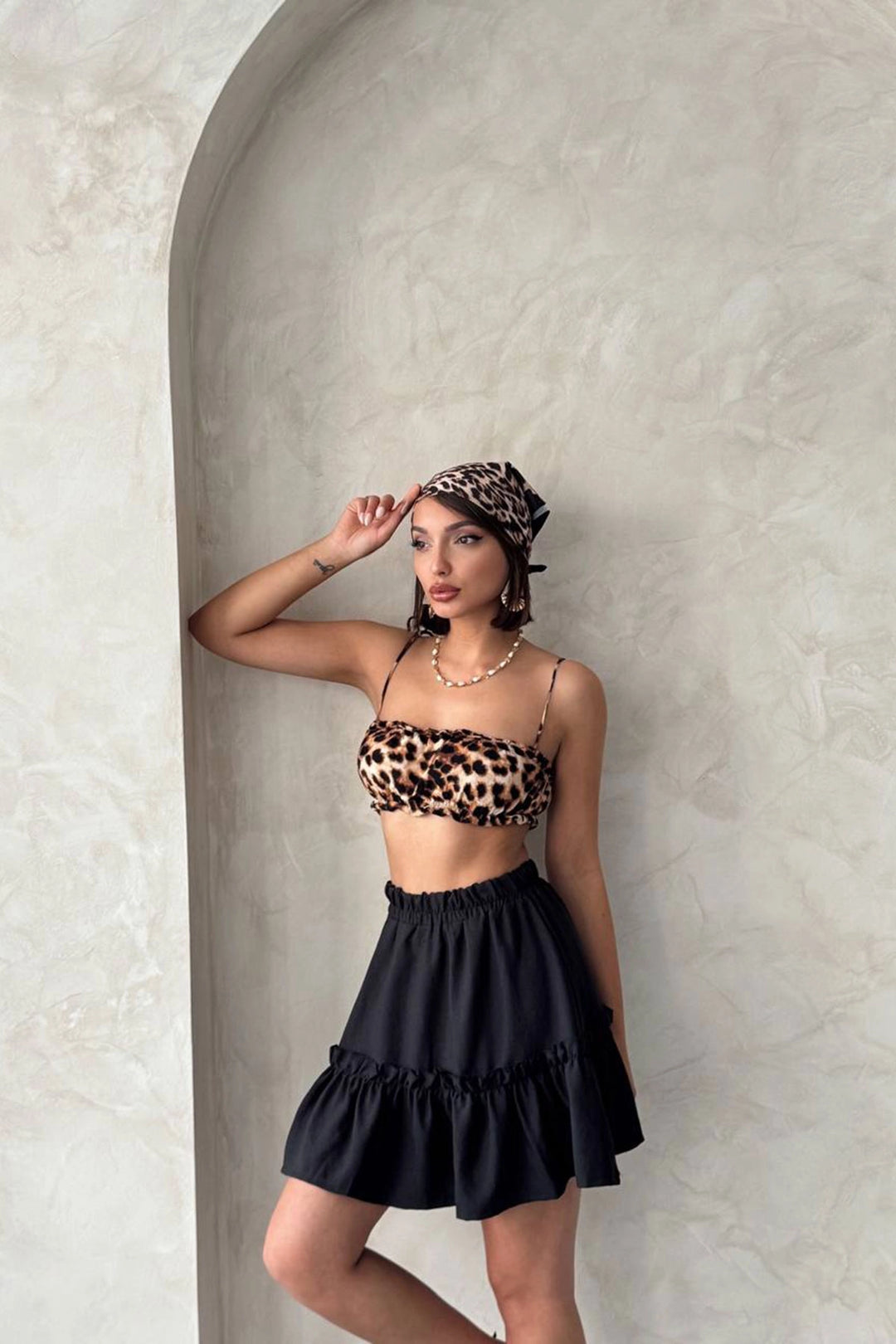 Black Skirt with Ruffled Flounce Hem BCHN-2525808 - San Cristóbal
