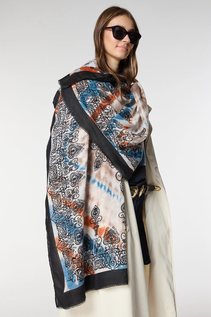 Black Ethnic Patterned Shawl BCNSV-2515064 - Minden