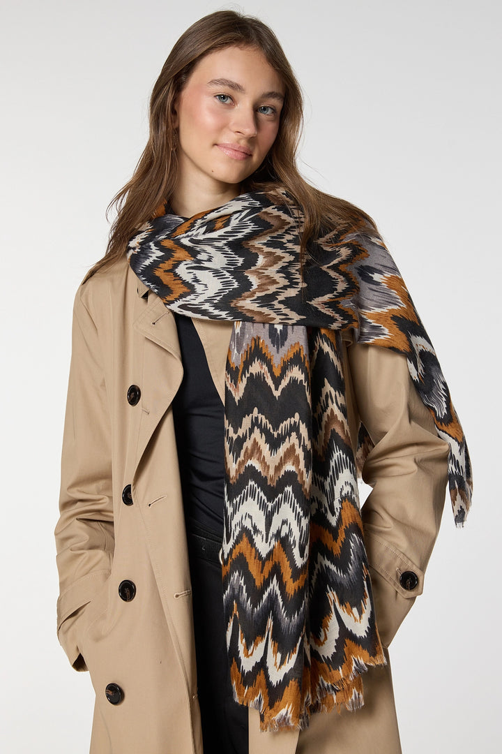 Black Ethnic Patterned Shawl BCNSV-2515067 - Bilbao
