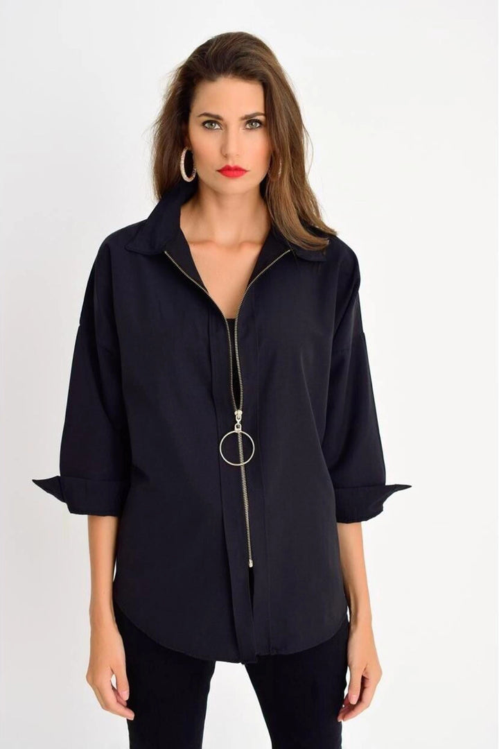 Black Shirt with Zipper Detail BCBSK-25700-K6108 - Gllogovc
