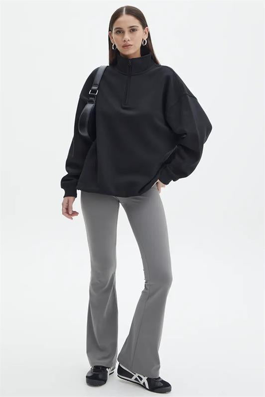 MDX Black Oversize Sweatshirt with Zipper Detail MG1933 - Getafe
