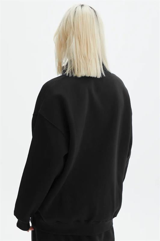 MDX Black Oversize Sweatshirt with Zipper Detail MG1933 - Getafe