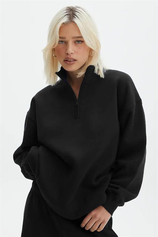 MDX Black Oversize Sweatshirt with Zipper Detail MG1933 - Getafe