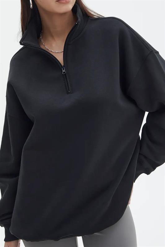 MDX Black Oversize Sweatshirt with Zipper Detail MG1933 - Getafe