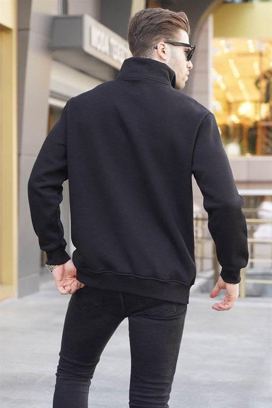 MDX Black Zip Neck Embroidered Sweatshirt 6028 - Tlajomulco de Zúñiga