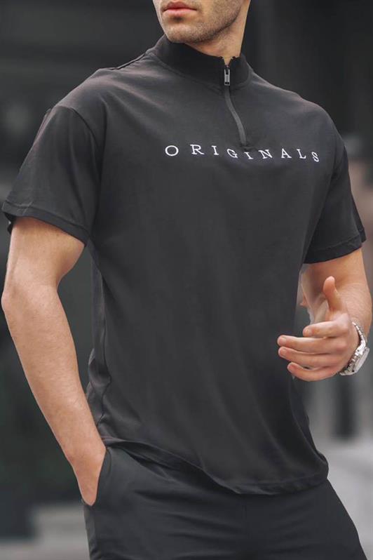 MDX Black Zip Neck Men's T-Shirt 5858 - Mesa
