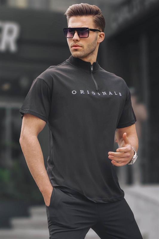 MDX Black Zip Neck Men's T-Shirt 5858 - Mesa