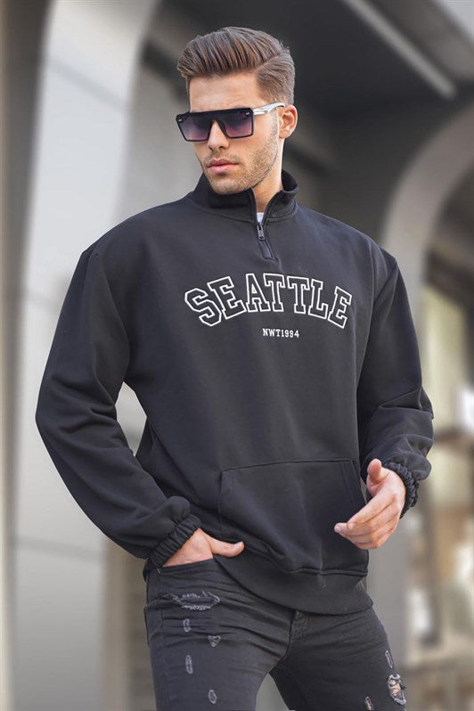 MDX Black Zippered Embroidered Sweatshirt 6026 - Whangarei
