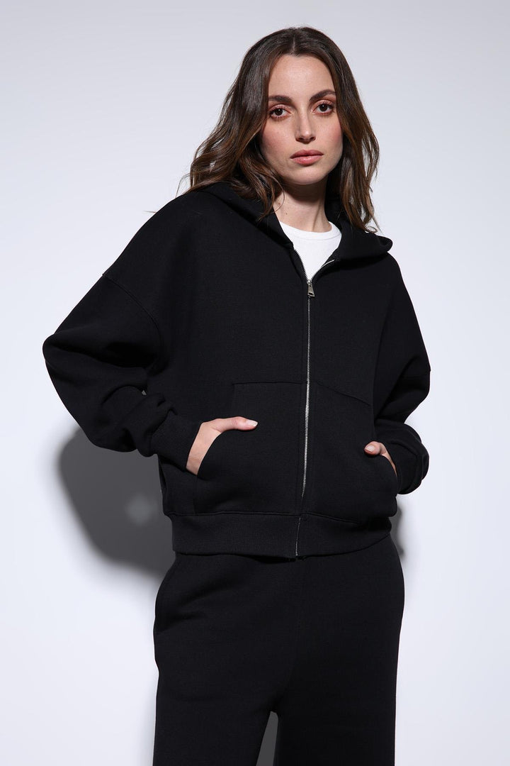 ANT Antioch Black Zippered Hooded Women's Sweatshirt - Caguas