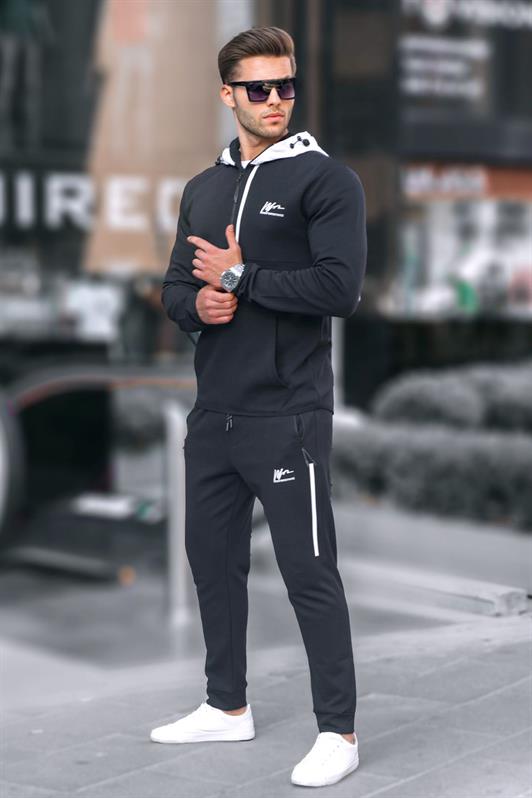 MDX Black Zippered Hooded Men's Tracksuit 6843 - Kozáni