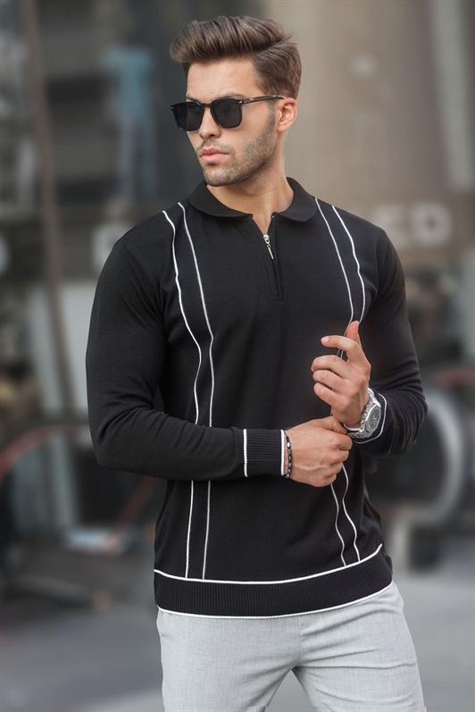 MDX Black Zippered Polo Neck Knit Men's Sweater 6823 - Cernusco sul Naviglio