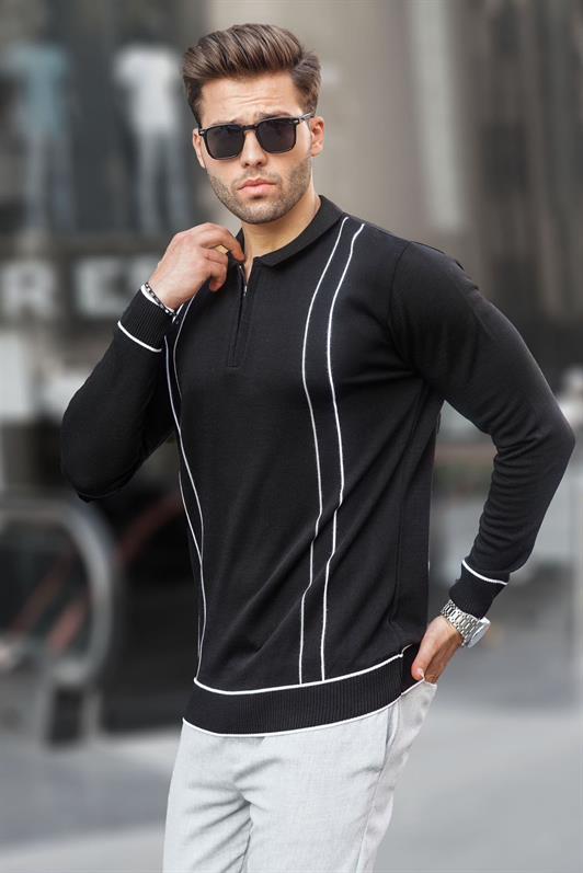 MDX Black Zippered Polo Neck Knit Men's Sweater 6823 - Cernusco sul Naviglio