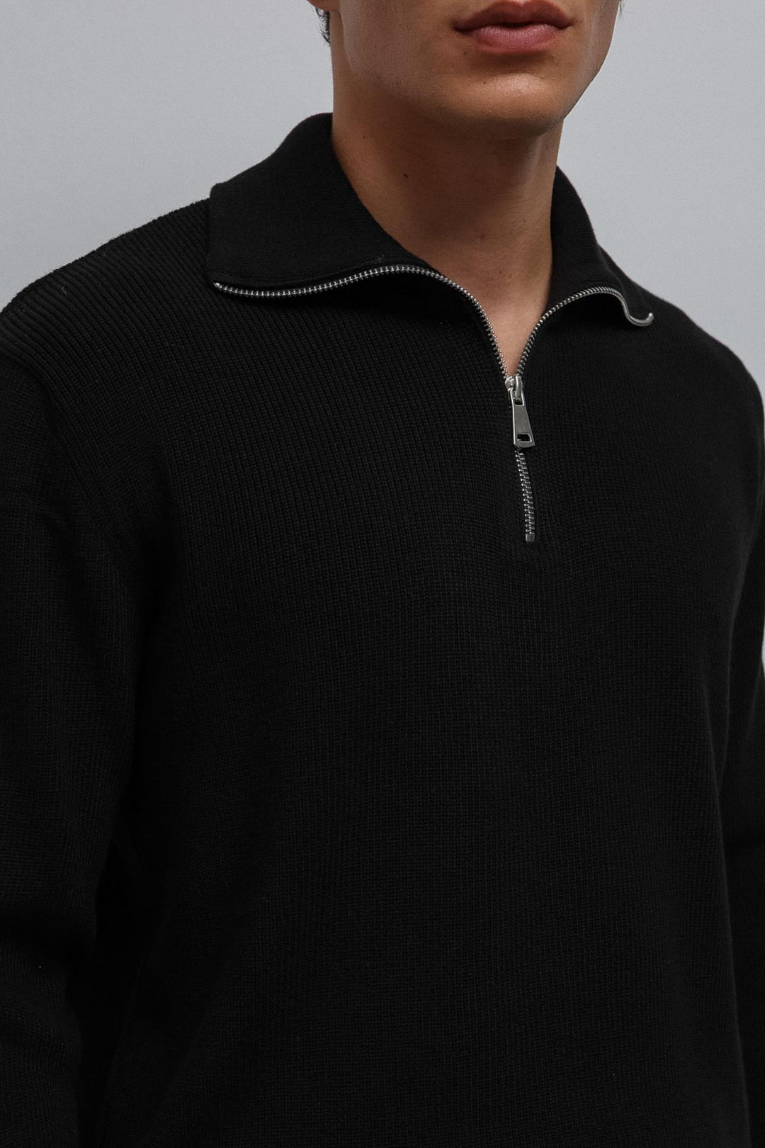 ANT Antioch Black Zippered Knit Men's Sweater - Fareham