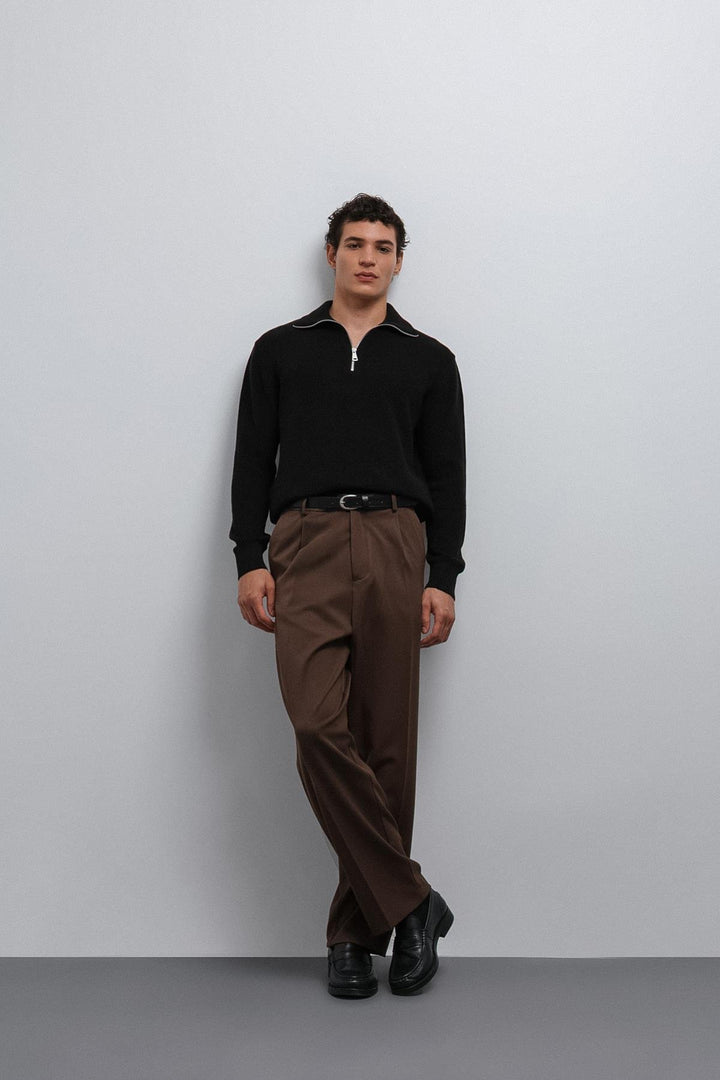 ANT Antioch Black Zippered Knit Men's Sweater - Fareham