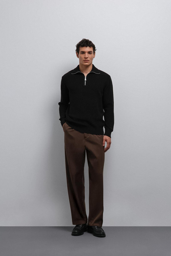 ANT Antioch Black Zippered Knit Men's Sweater - Fareham