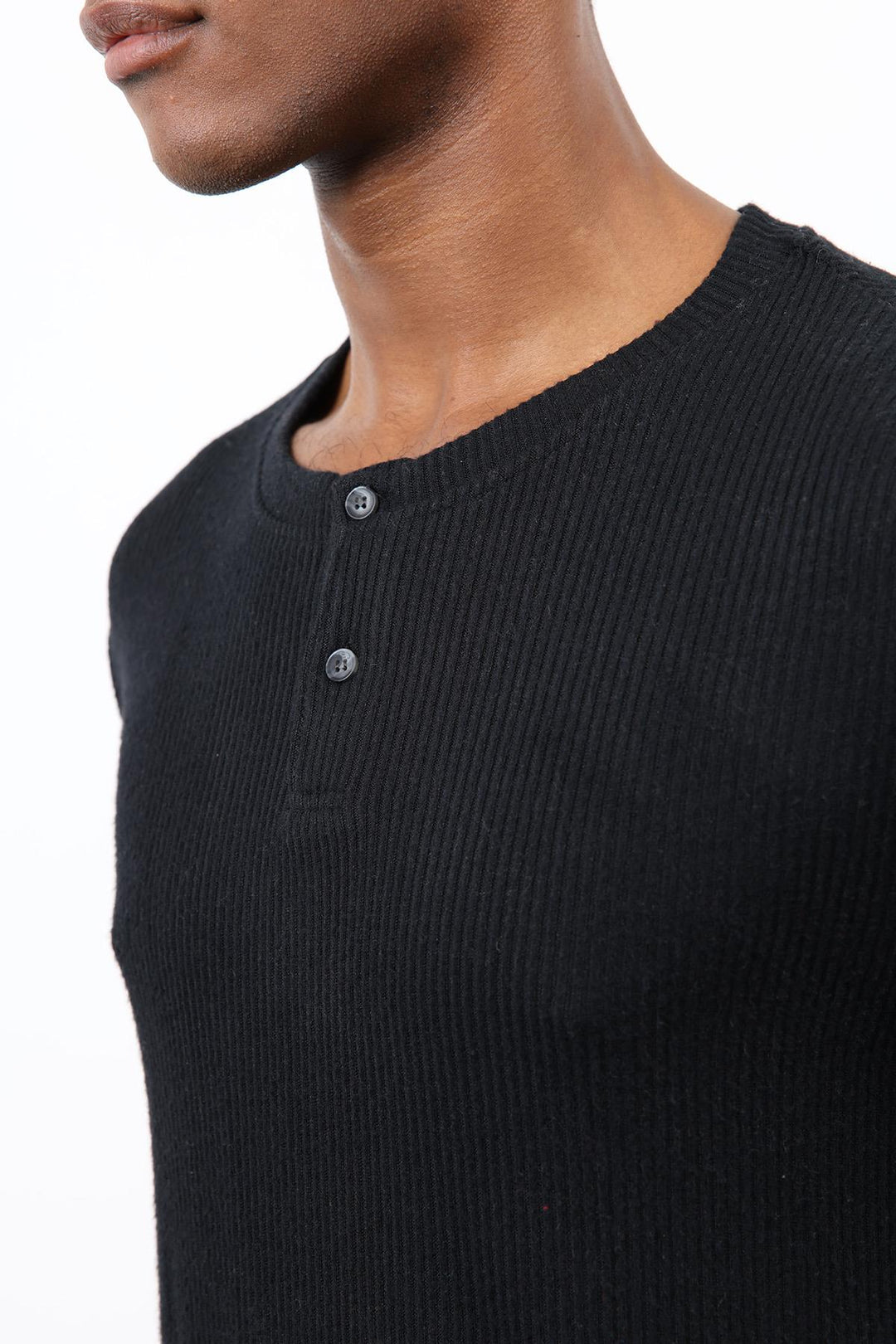 ANT Antioch Black Threaded Buttoned Collar T-Shirt - Indio